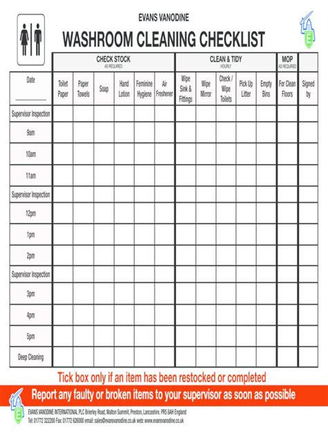 toilet checklist template fill  printable fillable bathroom