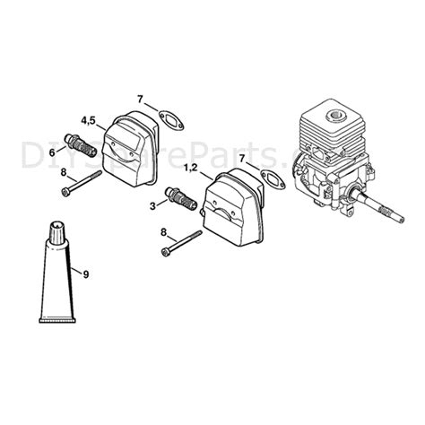 stihl km  rc   engine km  rc   parts diagram muffler