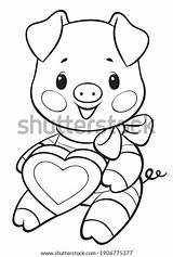 Piglet Valentine sketch template
