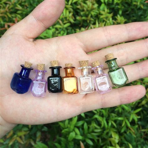 mini glass color bottles rectangle cute bottles  cork