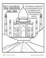 Taj Mahal Coloring India Pages Worksheets Kids Worksheet Printable Choose Board Education Geography sketch template