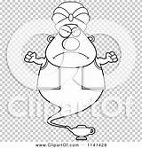 Genie Angry Chubby Outlined Coloring Clipart Cartoon Vector Thoman Cory sketch template