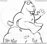 Beaver Sitting Cartoon Waving Friendly Coloring Clipart Cory Thoman Outlined Vector 2021 sketch template
