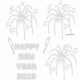 Year Coloring Colouring Pages Printable Fireworks Light sketch template