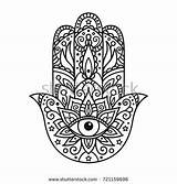 Hamsa Vector Hand Shutterstock Illustration Coloring Visit Mano Tattoo Mandala sketch template