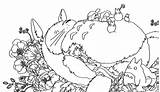 Totoro Sleeping sketch template