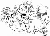 Pooh Winnie Christmas Coloring Disney Colouring Pages Xmas Print Color Friends Winter Holiday sketch template