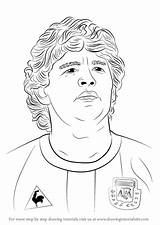Maradona Diego Draw Step Drawing Footballers Drawingtutorials101 sketch template