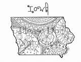 Iowa Colouring State Kitty Mandala Instant Cat Map sketch template