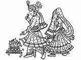 Indian Wedding Coloring Pages Mariage Indien India Traditional Bollywood Bride Groom Coloriage Fire Adult Hindu Clipart Walk Symbols Printable Drawings sketch template