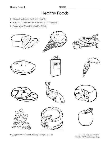 healthy foods worksheet worksheets  kids preschool worksheets
