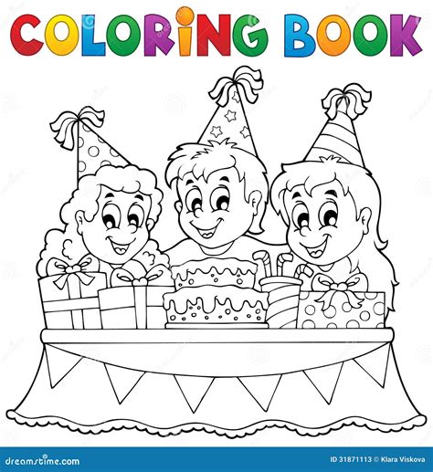 coloring book kids party theme  stock  image