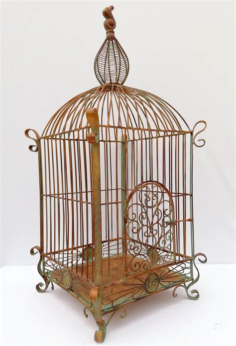 large decorative bird cage forged iron