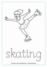 Sports Worksheets Skating Tracing Word Winter Olympics Kids Olympic Handwriting Ice Sport Coloring Printables Figure Worksheet Activityvillage Activity Trace Finger sketch template