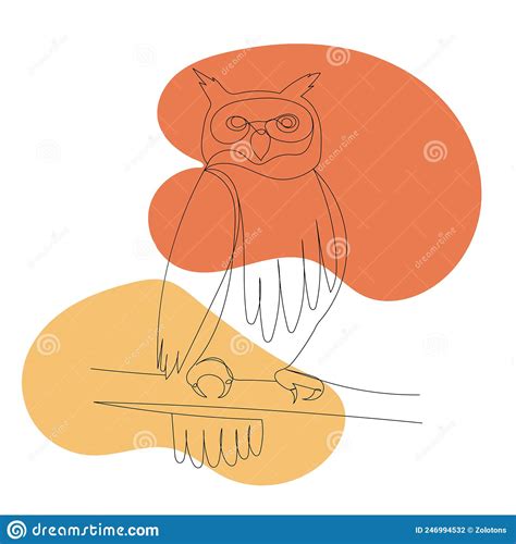 owl drawing   continuous  isolated stock vector