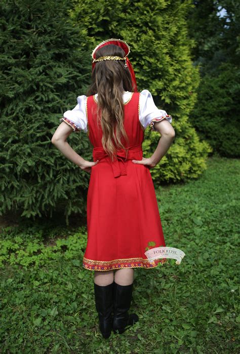 playful traditional russian dress  woman elena folk russian