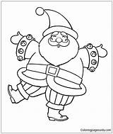 Santa Dancing Claus Happy Pages Christmas Happily Coloring Color Online Holidays sketch template