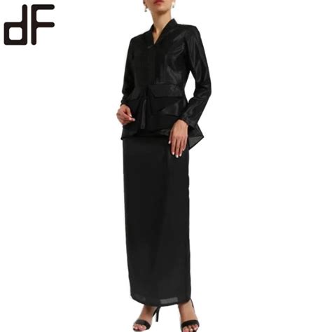 Oem Etnis Wanita Pakaian Hitam Muslim Long Dress Desain