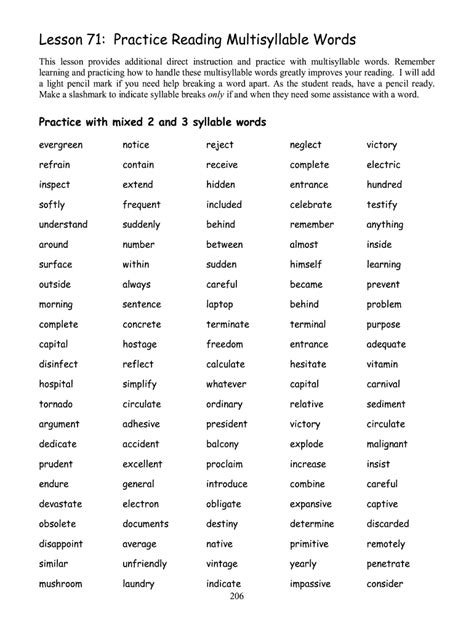 printable multisyllabic words worksheets