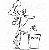 Cartoon Vote Coloring Box Voting Woman Ballot Outline Vector Pages Ron Leishman Putting Into Her Getcolorings Color sketch template