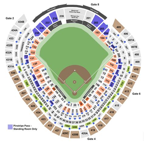 yankee stadium seating charts info  rows sections  club seats