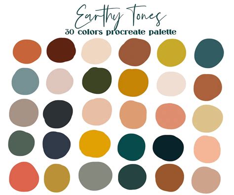 earthy tones procreate color palette ipad procreate swatches etsy
