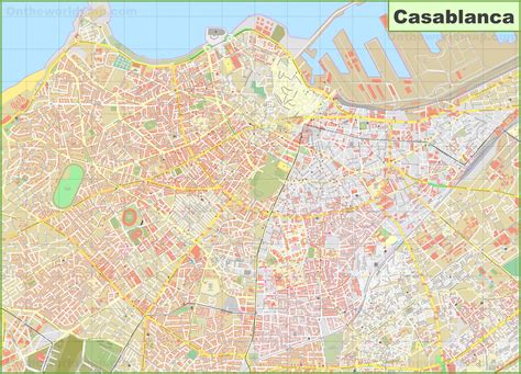 kaart van casablanca straat straten wegen en snelwegen van casablanca