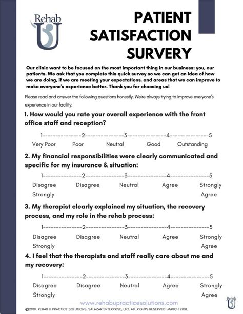 patient satisfaction survey rehab  practice solutions