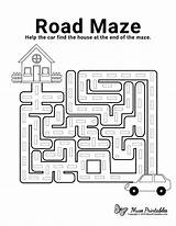 Maze Road Printable Kids Mazes Museprintables Easy Worksheets Worksheet Activity Preschool Pdf Choose Board sketch template