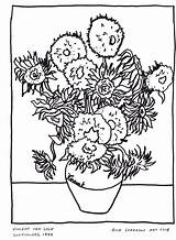 Gogh Sunflowers Colouring Colorin sketch template