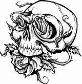 Coloring Pages Scary Skull Roses Creepy Halloween Printable Kids Adults Skulls Sugar Drawing Print Teens Color Adult Owl Tattoo Getcolorings sketch template