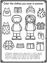 Worksheets Seasons Clothes Clothing Preschool Kids Activities Pre Seasonal Worksheet Summer Para English Preescolar School Kindergarten Wear Printable Activity Niños sketch template