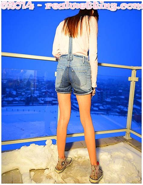 beatrice wets her jeans overalls on the balcony in snow pee pinterest jean overalls