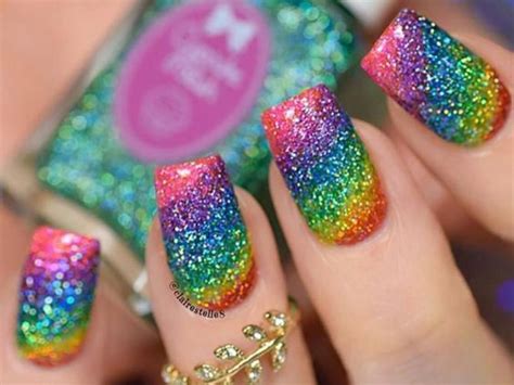 Rainbow Glitter Nails Perfect For Pride Society19
