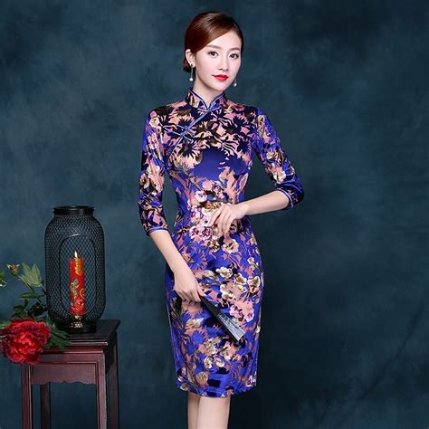 2018 modern cheongsam sexy qipao long purple gown traditional chinese