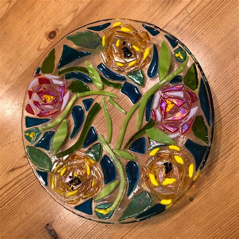 Fused Glass Floral Bowl Floral Bowls Slumping Class Projects Glass