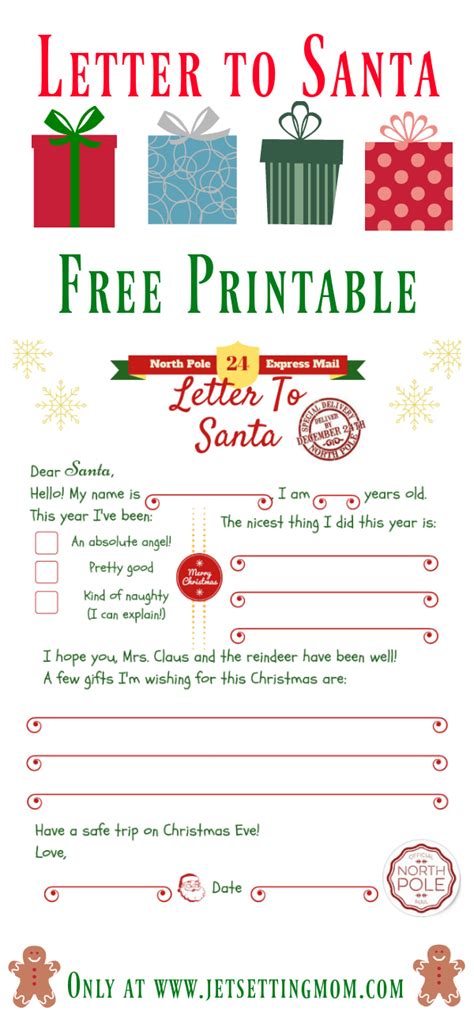 printable letter  santa template writing  santa  easy