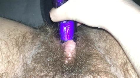 Extremely Hairy Ftm Plays With Huge Clit And Rabbit Tranny
