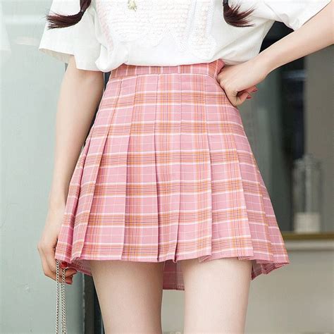 grid tall waist pleated skirt se10281 2 20 00 skirt fashion cute