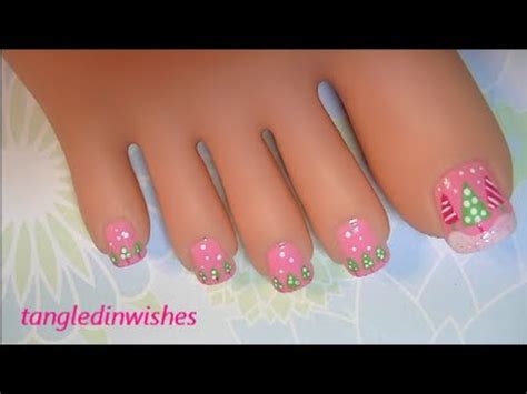 christmas toes pink green christmas nail art design youtube