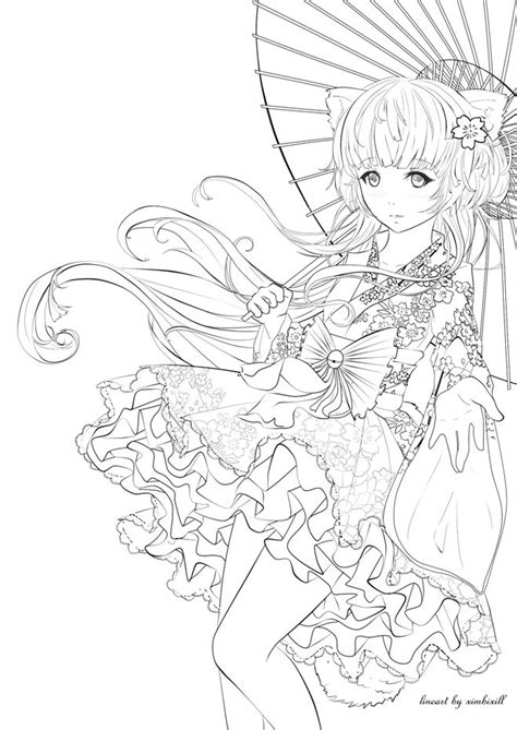 anime girl coloring pages  adults coloring pages