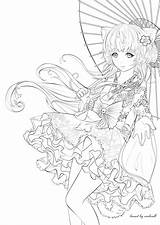 Coloring Anime Pages Adult Manga Book Color Adults Books Sheets Colouring Cute Coloriage Printable Deviantart Cartoon Dessin Girls Printables Au sketch template
