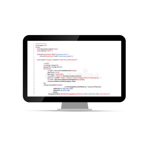 computer display  simple website html code stock vector illustration  display