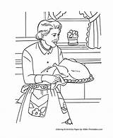 Coloring Pages Thanksgiving Cooking Dinner Feast Grandmother Printables Sheets Holiday Mom Family Food Bible Colouring Turkey Printable Traditional Kids Print sketch template