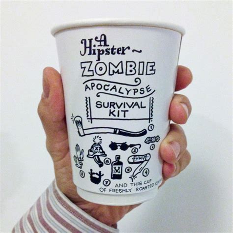 Illustrated Coffee Cups Latte Art On The Mug