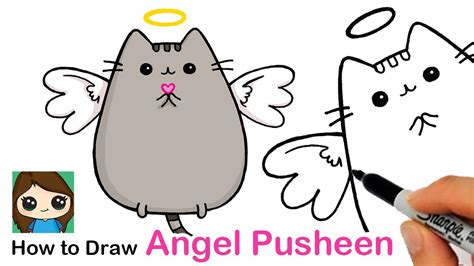 how to draw an angel pusheen youtube