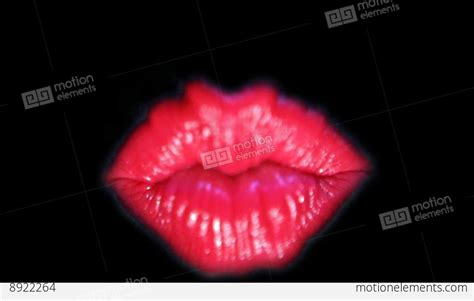 red lips kissing on a black background stock video footage 8922264