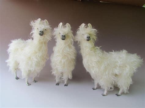 porcelain  mohair llama figures  needle felted animals felt animals llama