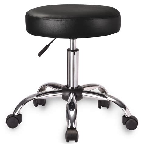 amolife  rolling stool pu leather height adjustable swivel drafting chair black walmartcom