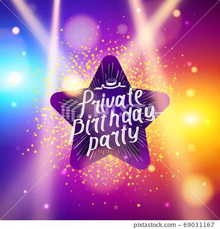 private birthday party brush script style hand stock illustration